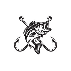 Fototapeta premium sea ​​bass between two crossed hooks