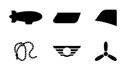 Airship, Airplane Propeller, Wings, Rope Icons: Aviation & Travel Vector Graphics © Shovon
