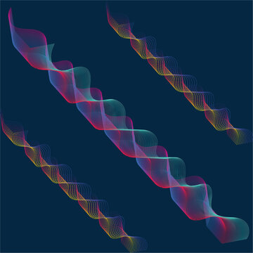 Abstract wave design with colorful DNA strand patterns on dark background