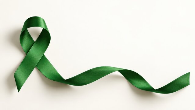 A Vibrant Green Awareness Ribbon Symbolizing Support and Hope in Various Causes and Movements, Captured Against a Neutral Background