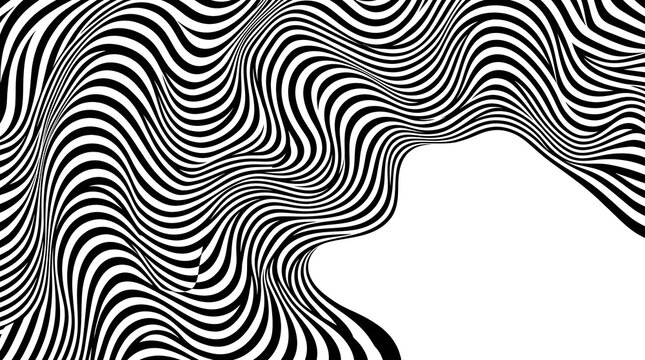 Abstract Black and White Geometric Wave Pattern Background with Seamless Curves, Swirls, Lines and Zebra Texture for Modern Wallpaper, Textile, Decoration and Creative Design