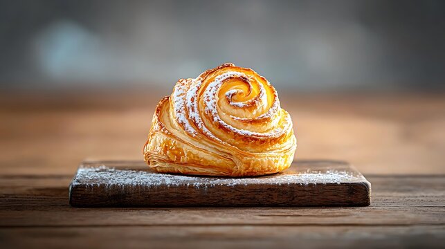 Rose-shaped pastry, dusted sugar
