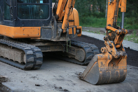 Road construction equipment at the construction site