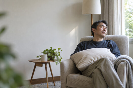 Family caregiver resting in a dedicated respite room