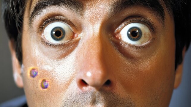 Astonished Expression - Person with Wide Eyes in Dreamy Studio Lighting Shot with Dramatic Composition