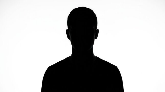 A man's head shown in silhouette against a plain white background