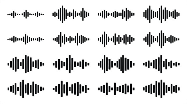 Sound wave vector graphic featuring black audio frequency bars for music production design