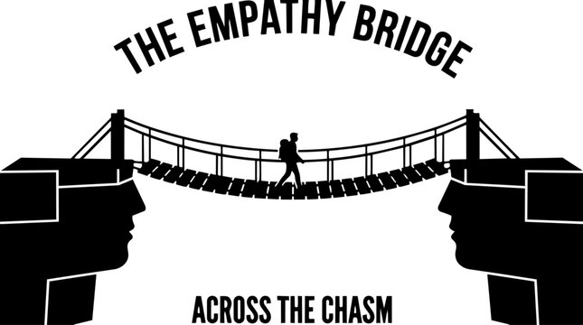 The empathy bridge across the chasm concept illustration