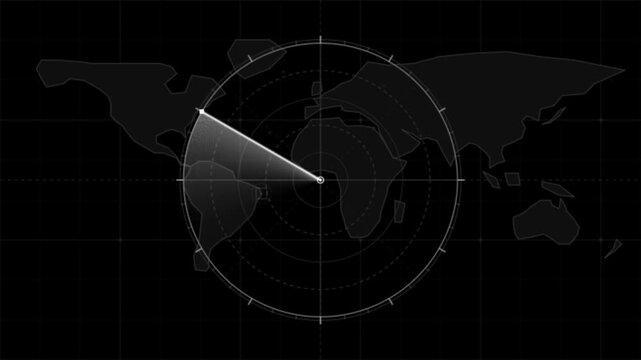 Digital sonar radar interface scanning global world map