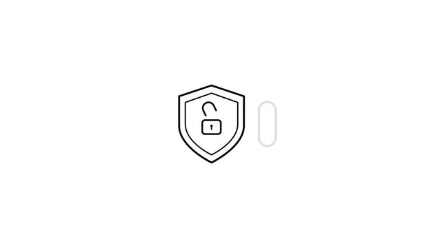 Cybersecurity line icons showing password login and data protection