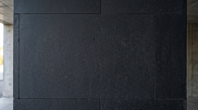 Dark basalt stone wall texture with visible grain and subtle scratches, modern architectural material close-up