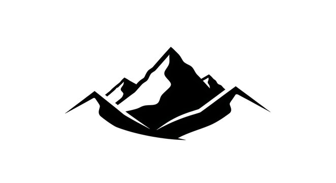 Simple black mountain peak icon illustration