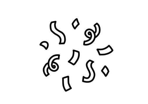 Festive Confetti Black Outline Elements Isolated