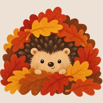 hedgehog with maple leaf