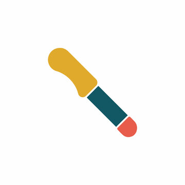 Illustration of a yellow handle screwdriver with a teal shaft and red tip on white background isol.