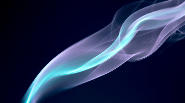 Abstract flowing light waves on a dark blue background