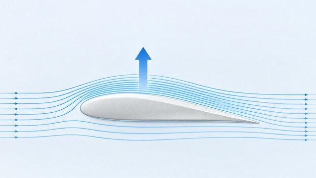 Wind Turbine Airfoil Demonstrating Aerodynamic Lift and Airflow