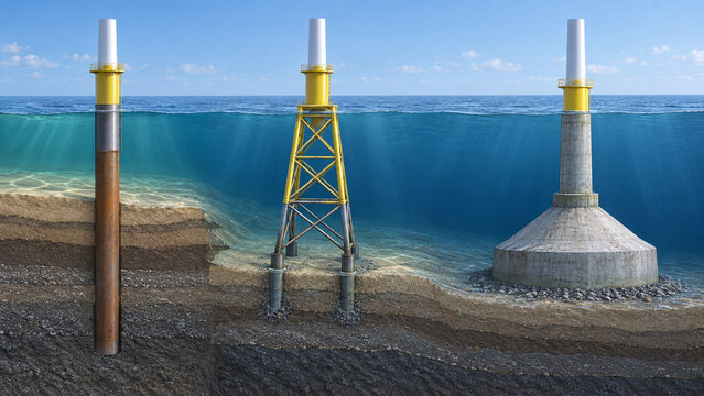 Offshore Wind Foundation Types Underwater Cutaway