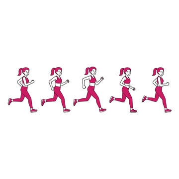 Woman running in sequence motion illustration