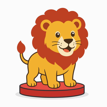 Cute cartoon vector illustration of a lion in a circus