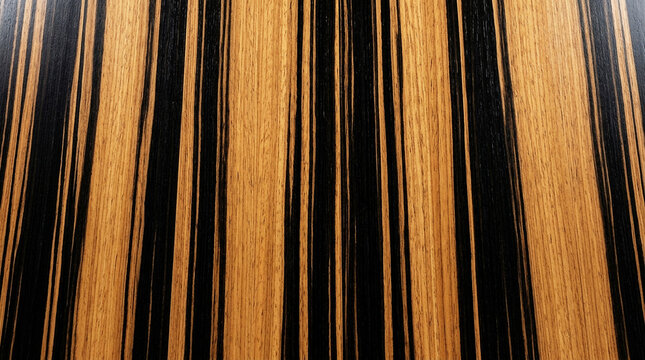 Polished Macassar Ebony Wood Grain with Striking Black and Brown Stripes
