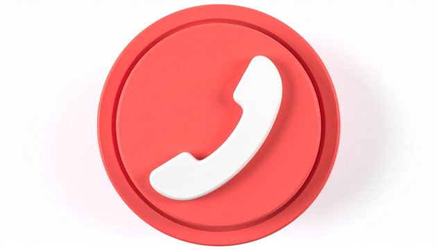 Minimal 3D Telephone Call Symbol Isolated on Flat White Background