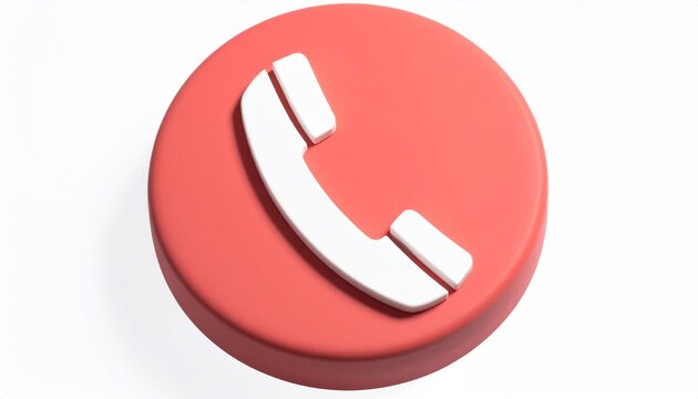 3D Phone Call Icon Isolated on Flat White Background