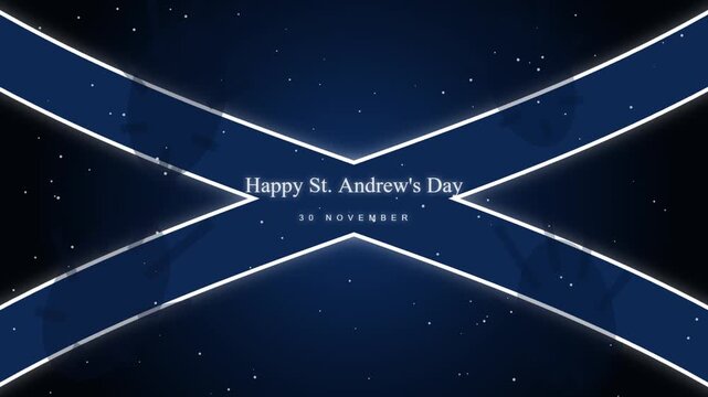 St. Andrew's day celebration motion background with Scottish flag 