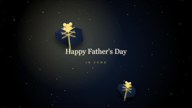 Happy father's day animated greeting with golden gift boxes and particles with Motion Background