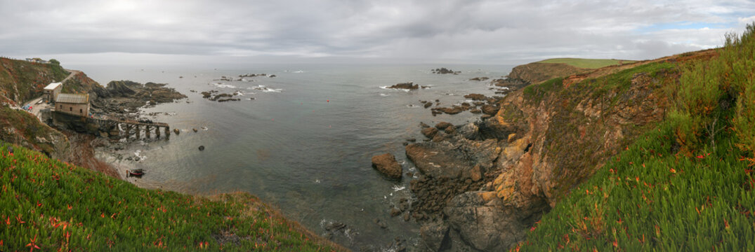 Panorama of Polpeor Cove at Lizard Peninsula - Britain southernmost point