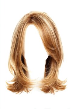 Blonde layered wig hairstyle isolated on white background