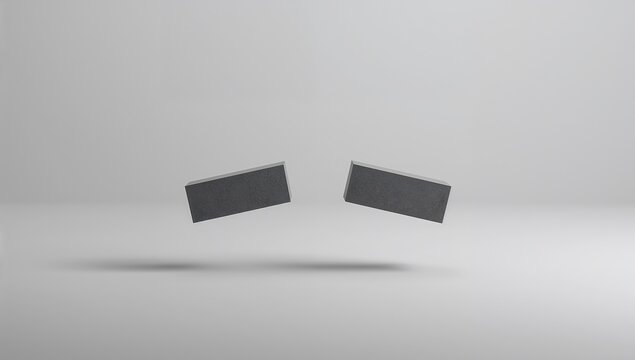 Generative AI creates a minimalist scene with floating black rectangles on a plain background