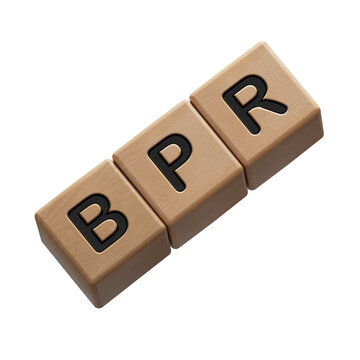 BPR - Business process reengineering - acronym on wooden cubes. BPR , acronym on wooden cubes.Business Concept.Supports PNG files with transparent backgrounds.
