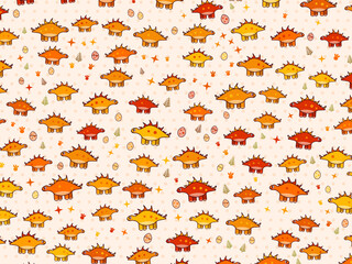 Colorful Prehistoric Dinosaurs Childrens Wallpaper Design © iushakovsky