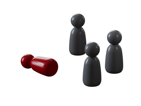 Personal development. Red figure in a crowd. Think different.Supports PNG files with transparent backgrounds.