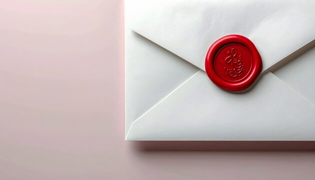 White envelope with red wax seal closing a secret letter