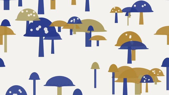 Fond anim&eacute; de champignons des bois multicolore &eacute;clatant anim&eacute; en