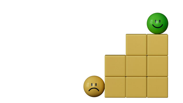 Concept image of satisfaction level. yellow circles with emotions.Facial expressions. Mental health assessment.Supports PNG files with transparent backgrounds.