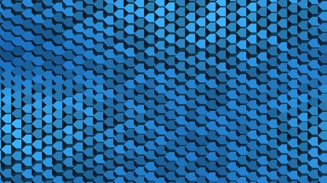 Ocean blue abstract hexagonal waves and shimmering geometric pattern background, seamless loop