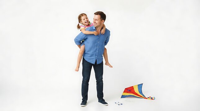 Father carrying his happy little daughter on his back