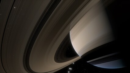 Timelapse graphic animation of Saturn with its rings composed of ice and rock particles, showing orbiting moons moving around the planet.  © Jose Lledo
