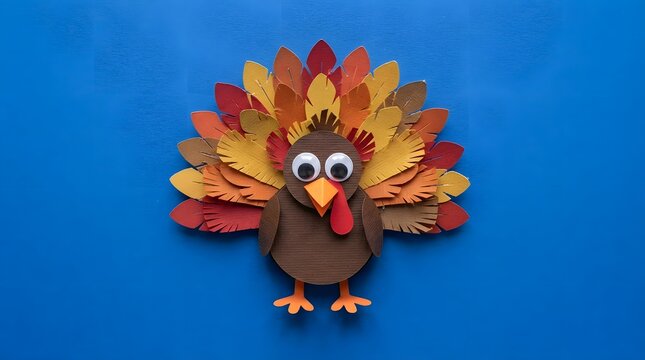 Handmade paper craft turkey for thanksgiving decoration