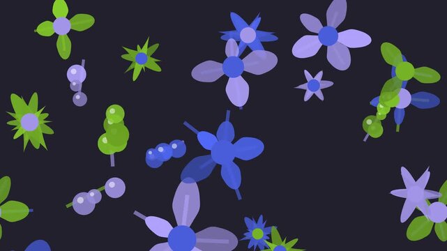 Fond anim&eacute; de fleurs flottantes multicolore &eacute;clatant anim&eacute; en boucle