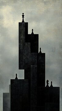 Abstract gray scale industrial cityscape