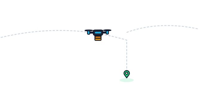 Drone delivering a package to a specific location, illustrating modern logistics and delivery services.