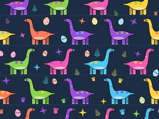 Kawaii T Rex And Triceratops Seamless Pattern © iushakovsky