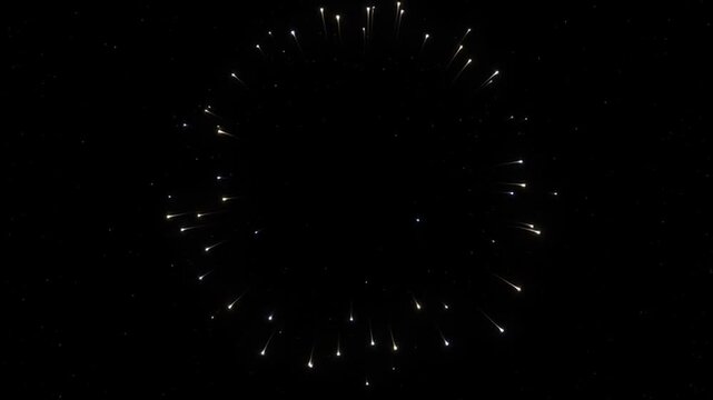 Firework Explosion on Black Background: A stunning display of white fireworks erupts against a deep black sky, creating a mesmerizing visual spectacle of light and motion.