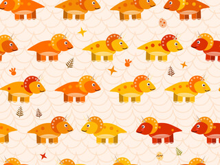 Colorful Prehistoric Dinosaurs Childrens Wallpaper Design © iushakovsky