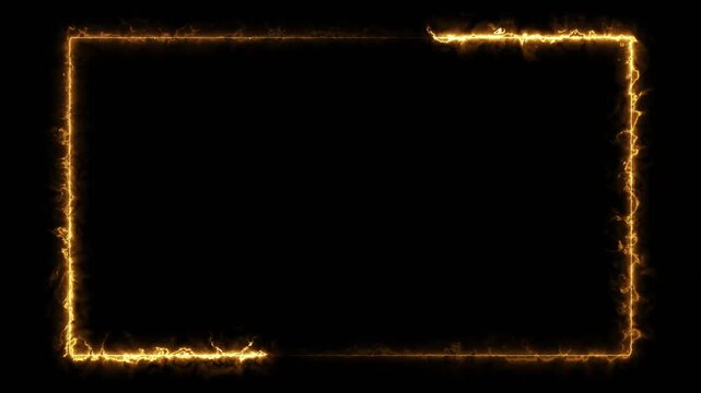 4k ultra hd 3840x2160 fiery orange electric glowing border frame animation dynamic energy line overlay dark background motion graphic looping video