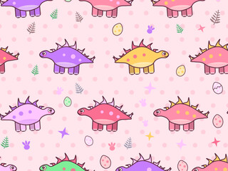Funny Dino Friends With Eggs And Footprints © iushakovsky